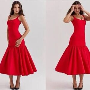 House of CB Vibrant Red Midi Dress